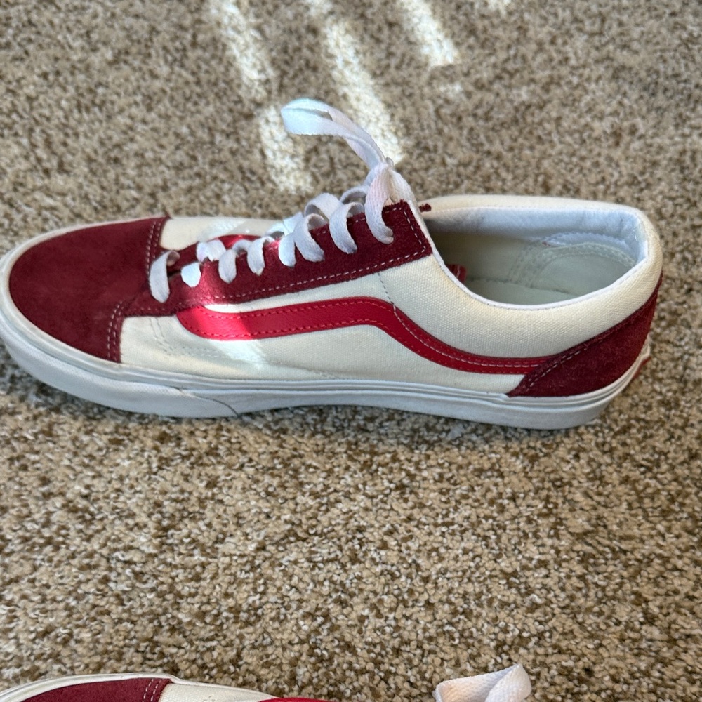 Vans Burgundy and White Sneakers - Picture 6 of 10